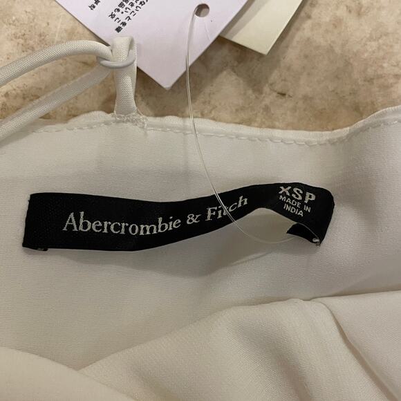 Abercrombie & Fitch XS Petite Camille Dress | Ivory Satin, Smocked Back, Bridal - Picture 8 of 14